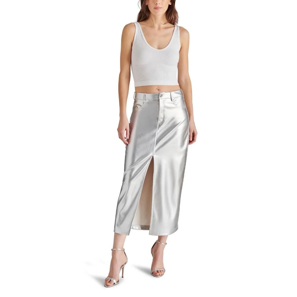 Steve Madden Avani Faux Leather Midi Skirt NWT
